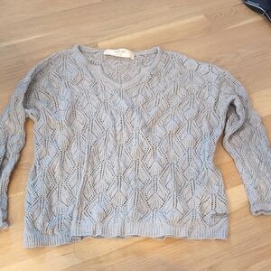 Peace Love World Gray Cable Knit Sweater